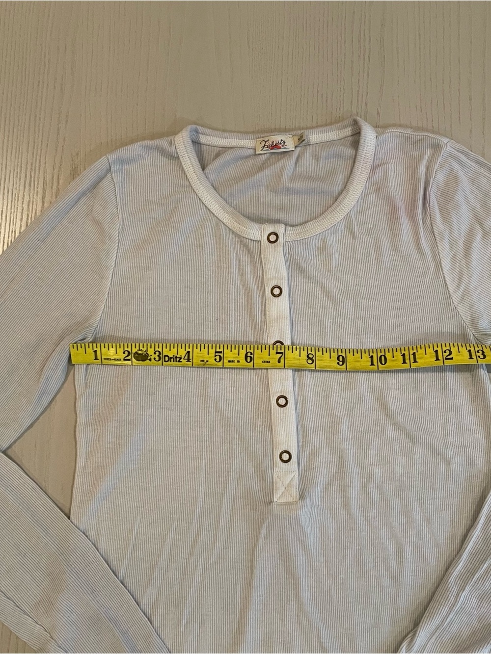 Faherty Light Blue Ribbed Henley - Size Small - Picture 3 of 7
